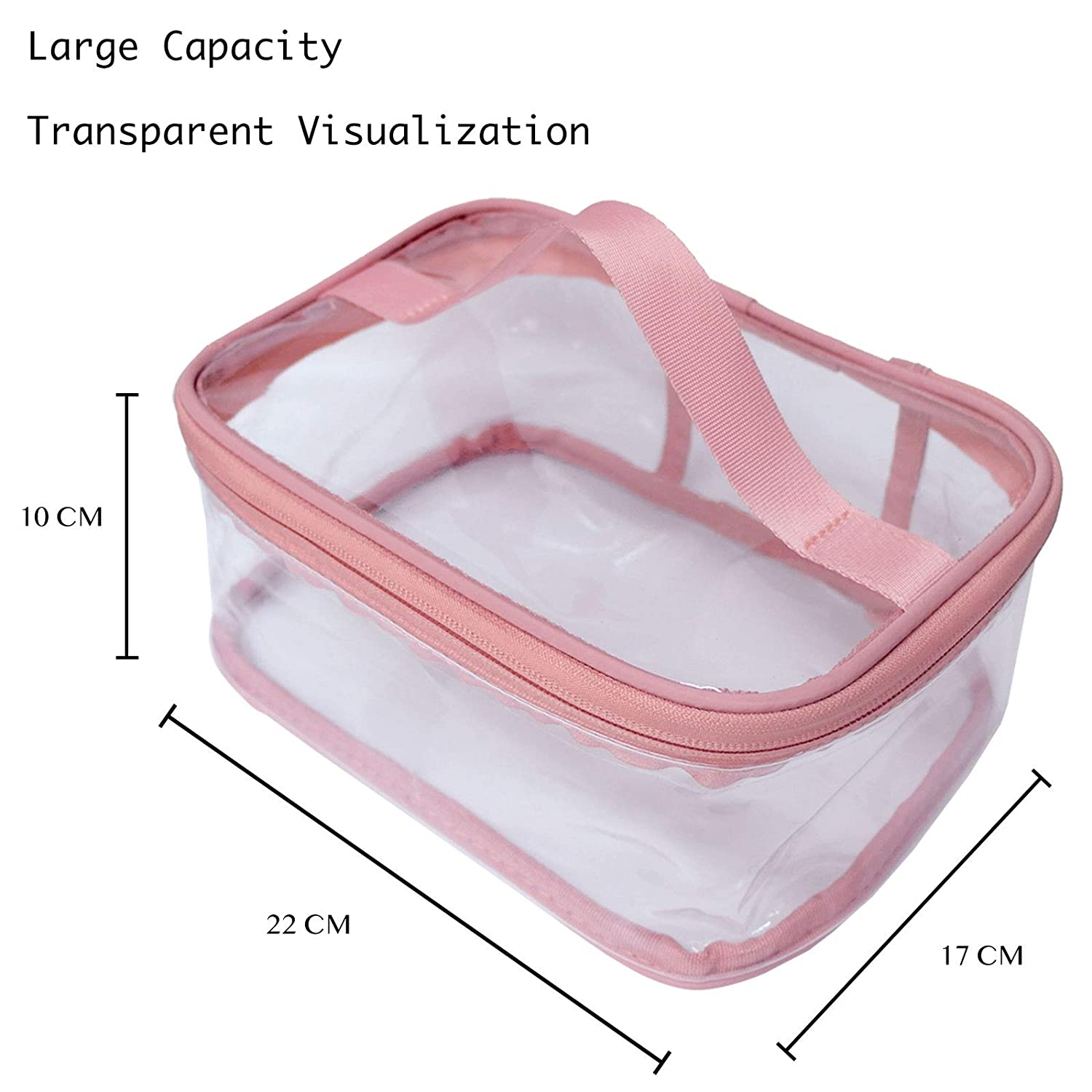 Portable Clear Makeup Cosmetic Bag | Transparent Travel Toiletry & Cosmetic Storage Organizer with Zipper | Waterproof PVC Makeup Pouch