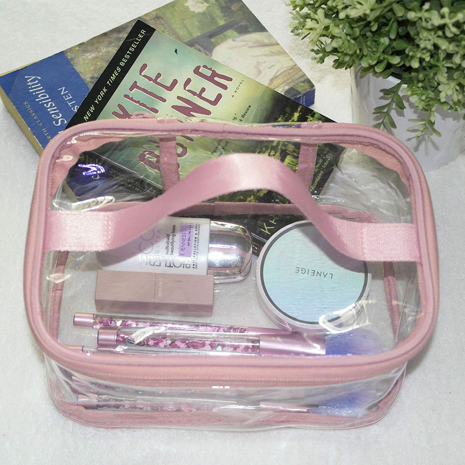 Portable Clear Makeup Cosmetic Bag | Transparent Travel Toiletry & Cosmetic Storage Organizer with Zipper | Waterproof PVC Makeup Pouch