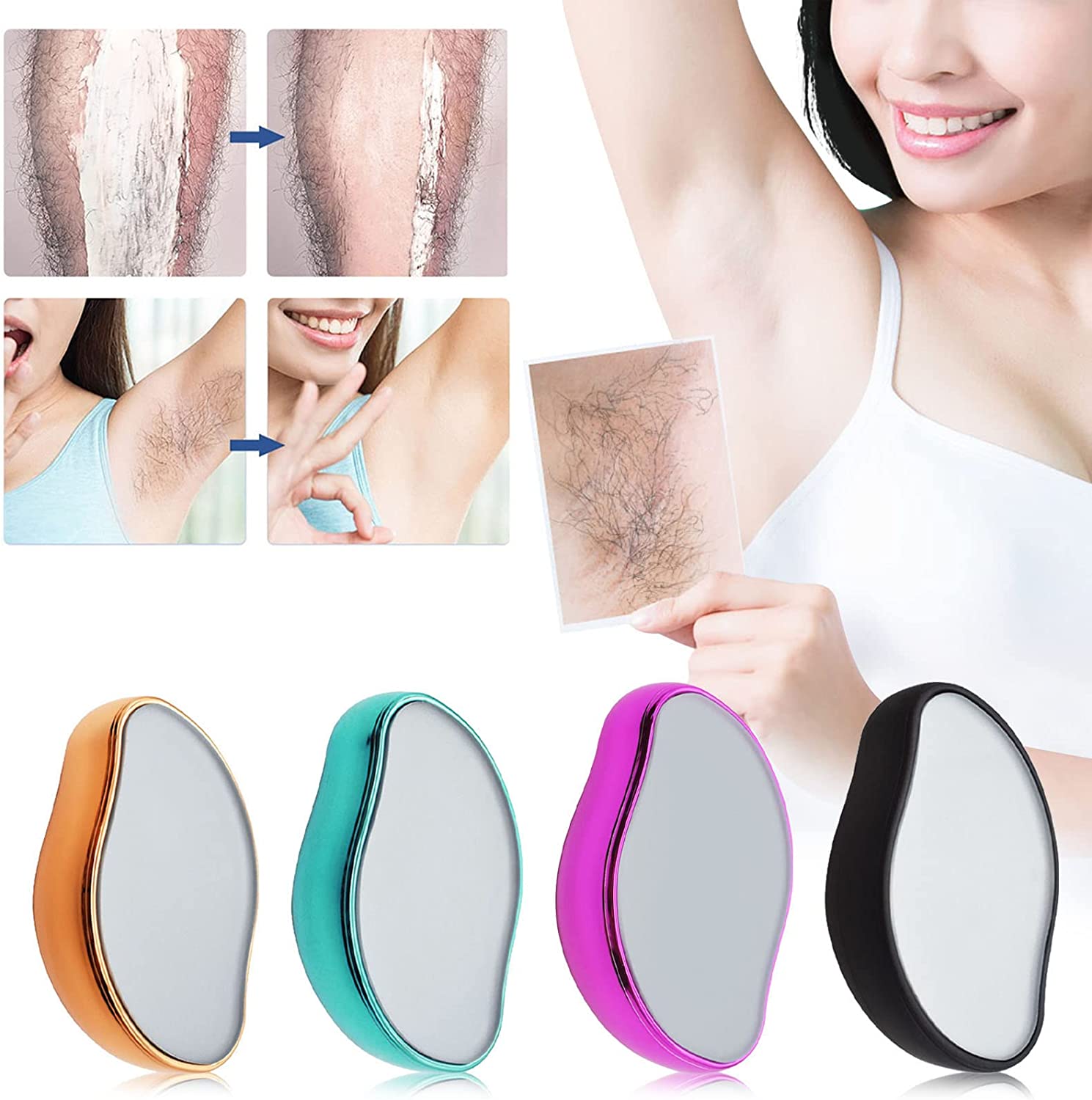 Bleame Crystal Hair Eraser – Painless Reusable Hair Removal & Exfoliating Tool for Arms, Legs, Back & Body | Nano Crystal Hair Remover (Random Color, Without Box)