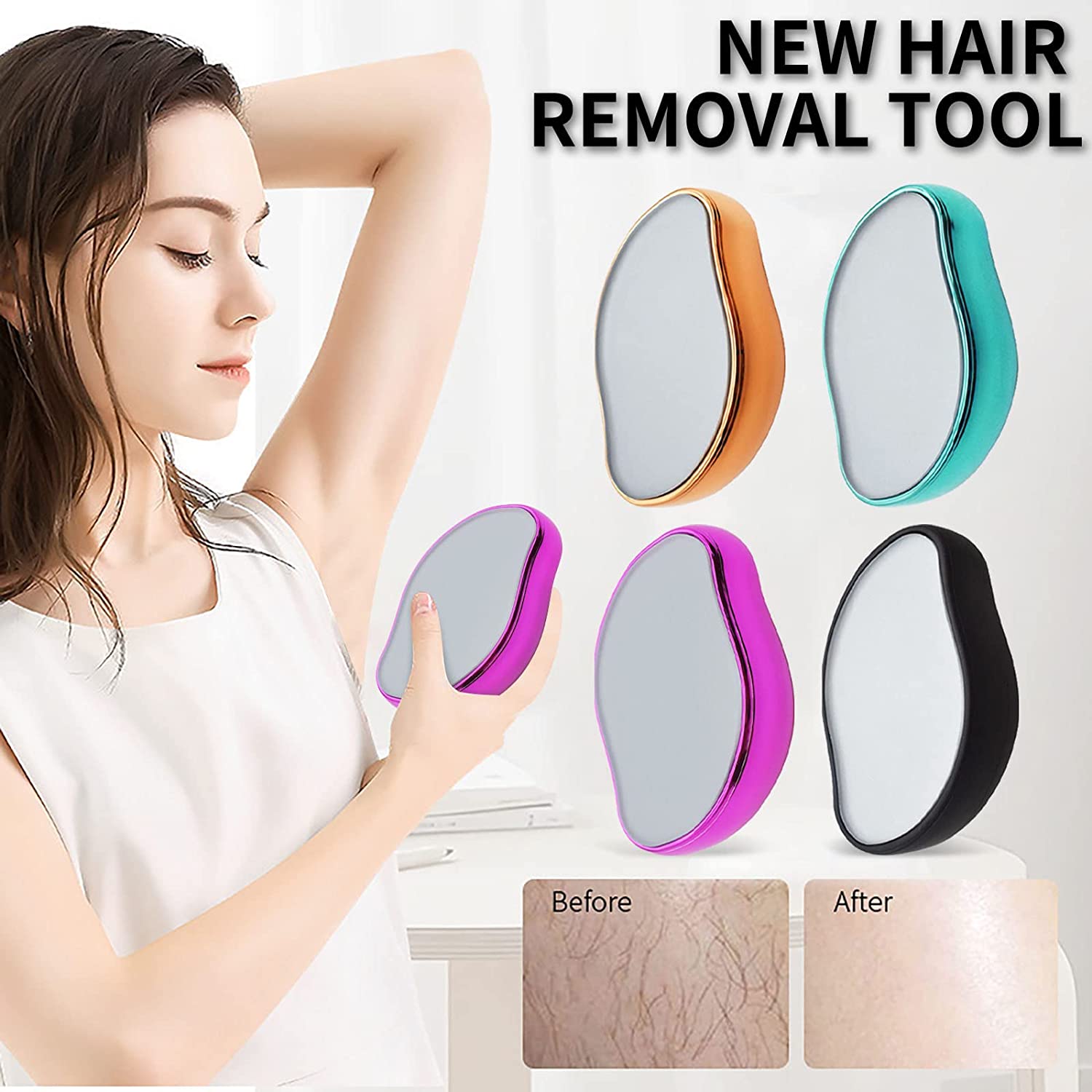 Bleame Crystal Hair Eraser – Painless Reusable Hair Removal & Exfoliating Tool for Arms, Legs, Back & Body | Nano Crystal Hair Remover (Random Color, Without Box)
