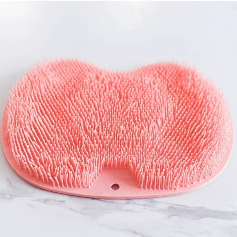 Shower Foot & Back Scrubber Mat – Silicone Wall Stick Suction Bathroom Cleaning & Massage Mat for Feet & Back | Non-Slip Deep Cleansing Scrubber | Random Color