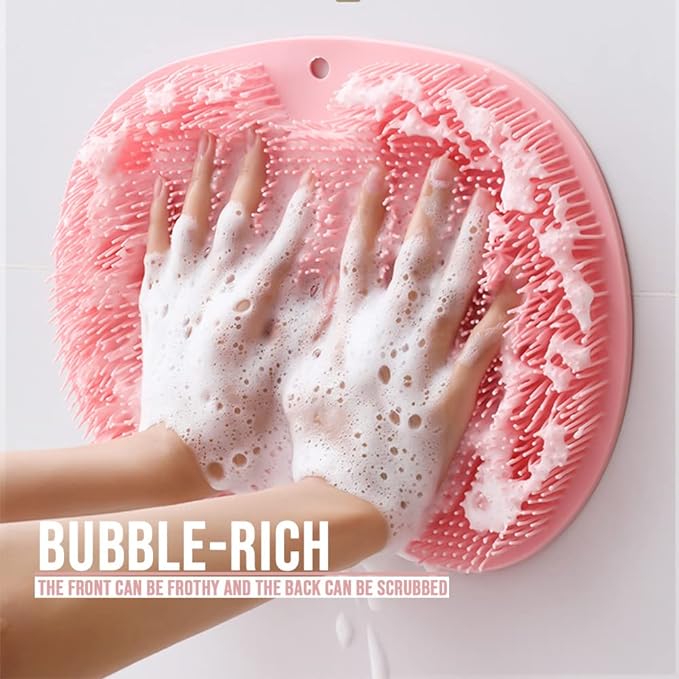 Shower Foot & Back Scrubber Mat – Silicone Wall Stick Suction Bathroom Cleaning & Massage Mat for Feet & Back | Non-Slip Deep Cleansing Scrubber | Random Color