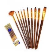 10Pcs Multi Shapes Paint Brush Set for Acrylic, Watercolor, Oil & Craft Painting | Professional Nylon Art Brushes