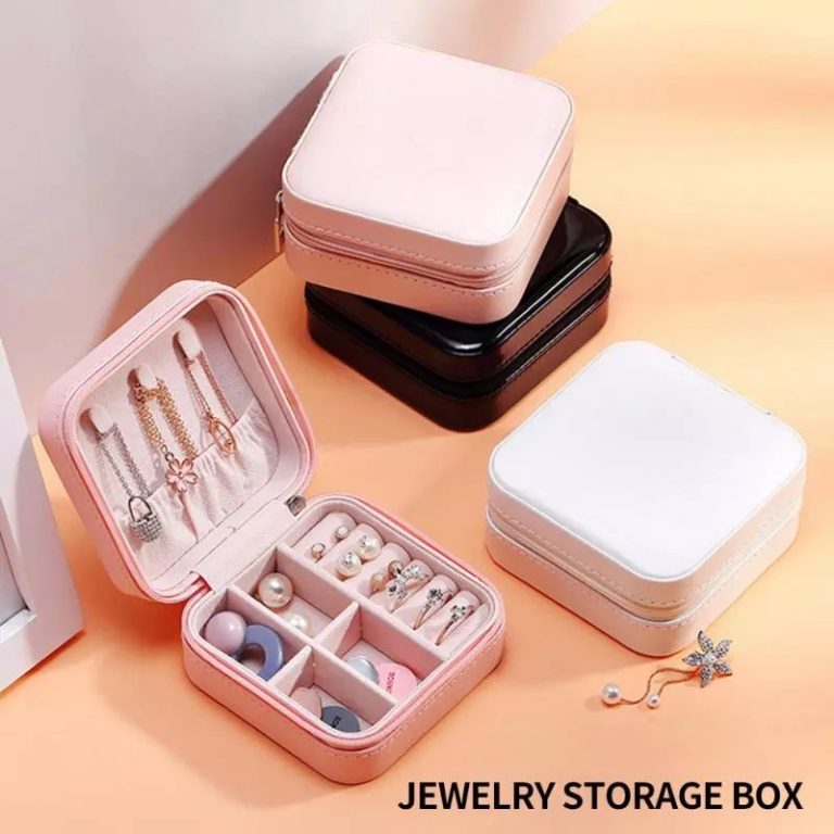 Compact Travel Leather Jewelry Organizer Box | Portable Zipper Jewelry Case for Rings, Earrings & Necklaces