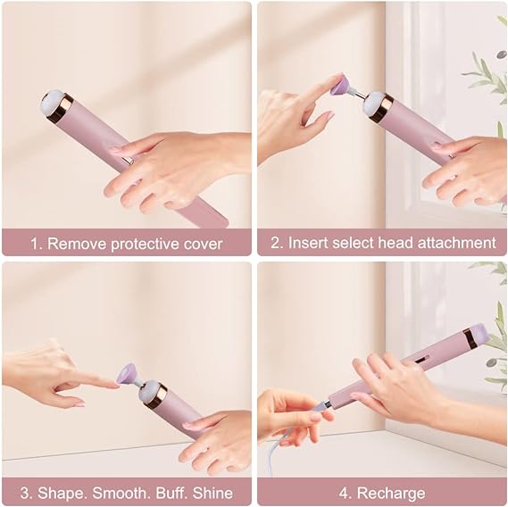 5 in 1 Professional Electric Nail Drill Machine with 6 Nail Bits, Rechargeable USB, LED Light, Manicure & Pedicure Kit for Home & Salon Use – Random Color