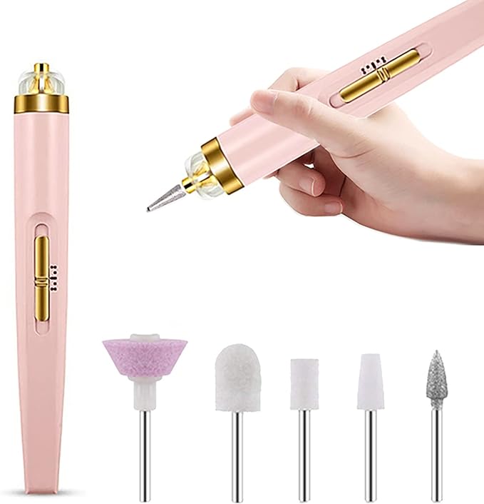 5 in 1 Professional Electric Nail Drill Machine with 6 Nail Bits, Rechargeable USB, LED Light, Manicure & Pedicure Kit for Home & Salon Use – Random Color