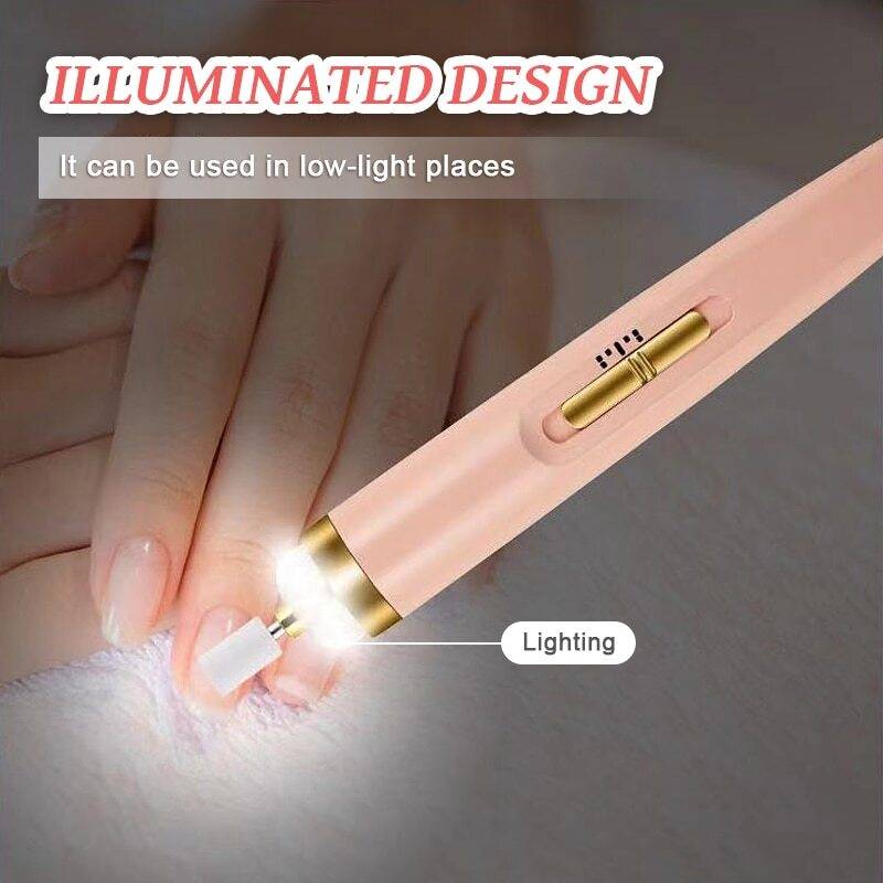 5 in 1 Professional Electric Nail Drill Machine with 6 Nail Bits, Rechargeable USB, LED Light, Manicure & Pedicure Kit for Home & Salon Use – Random Color