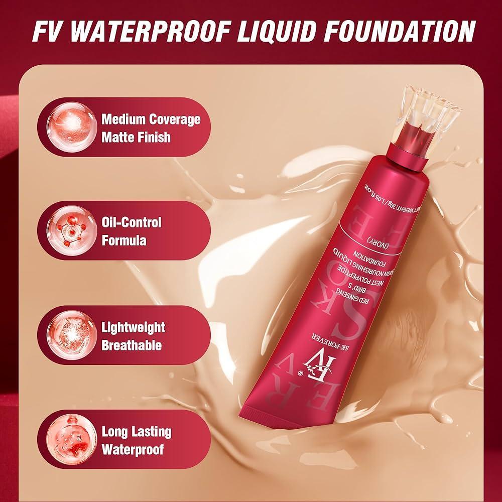 2 in 1 FV Foundation & TUZ Liquid Blush Deal – Cream Makeup Combo for Flawless Coverage & Natural Glow | Shades 01-04