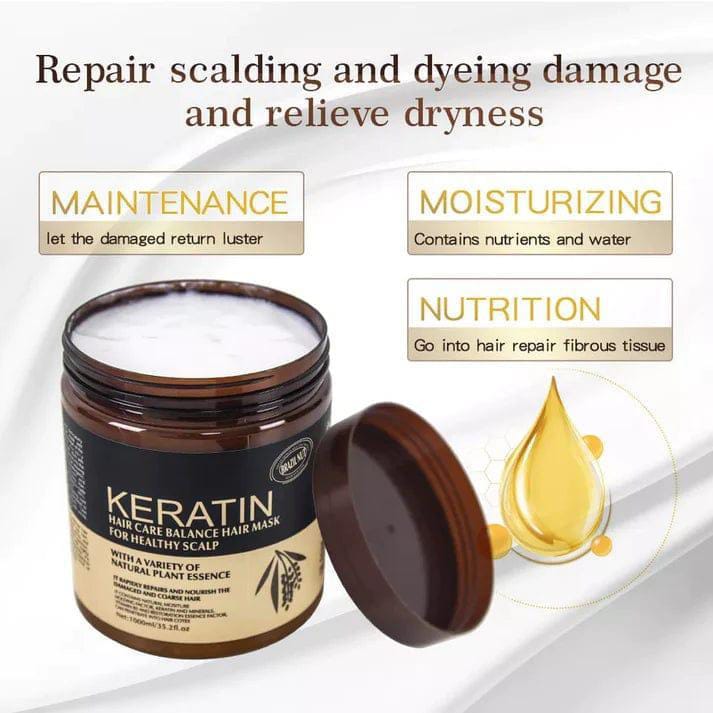 Pack of 2 Keratin & Collagen Hair Mask | Deep Repair Hair Treatment for Dry & Damaged Hair | Frizz Control & Shine