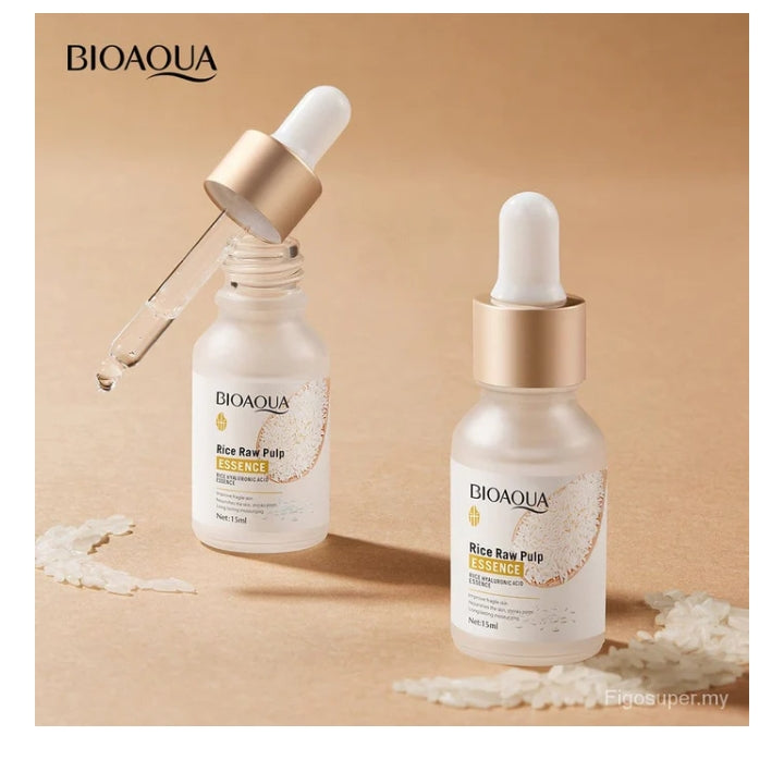 BIOAOUA Hyaluronic Acid Rice Raw Pulp Essence Face Serum 15ml | Hydrating & Glow Boosting Serum in Pakistan