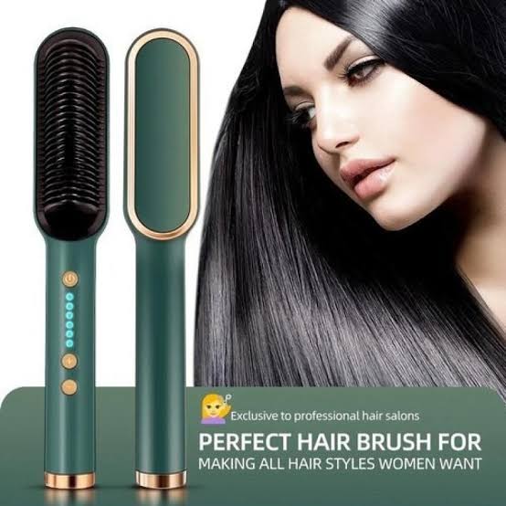 HQT-909B Electric Professional Hair Straightening Brush | Ceramic Hair Straightener Comb with Adjustable Temperature | Anti-Scald Hair Styling Brush – Random Color