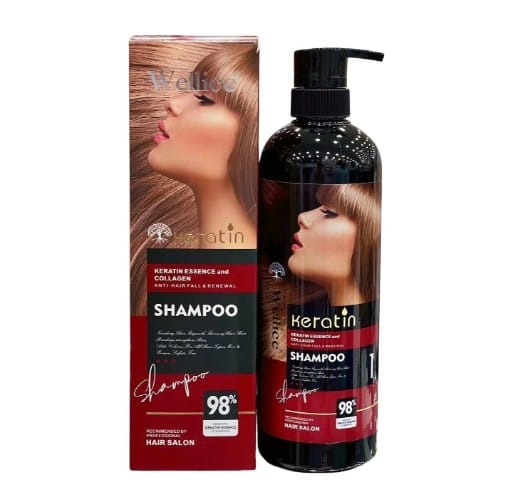 Wellice Keratin Essence & Collagen Shampoo 800g | Anti Hair Fall Repair Shampoo for Smooth, Shiny & Healthy Hair