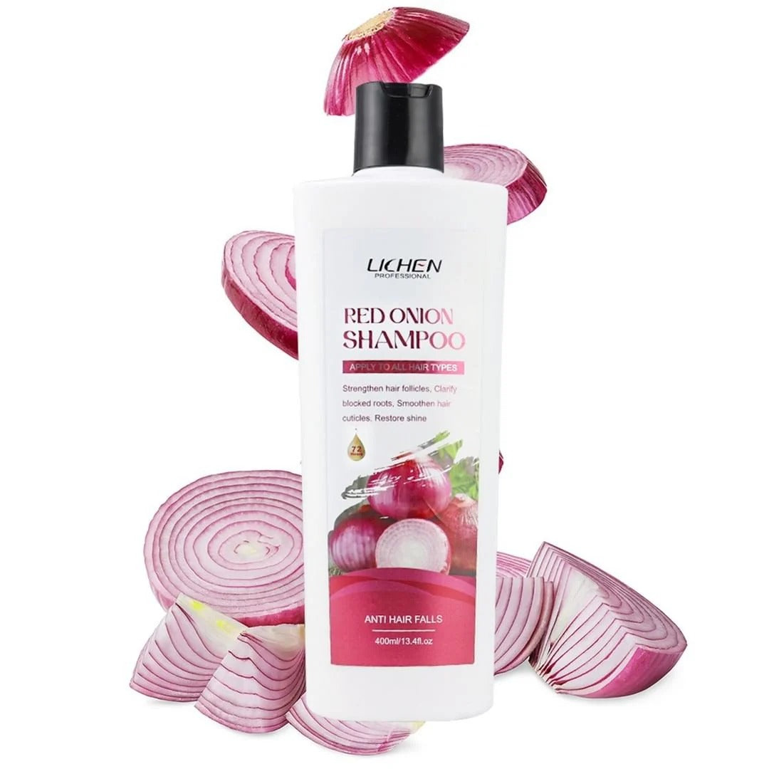Lichen Professional Shampoo Set 400ml | Keratin, Rice Water, Coconut, Peppermint, Red Onion & Argan Oil Shampoo for Strong & Shiny Hair