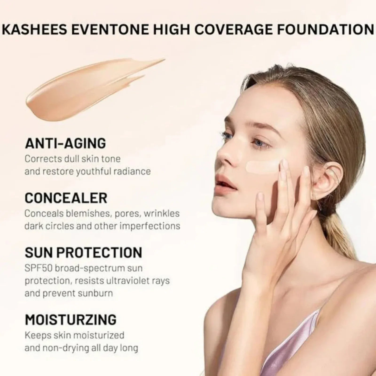Kashees Eventone High Coverage Foundation – Flawless Matte Finish for Every Occasion 100% Orignal