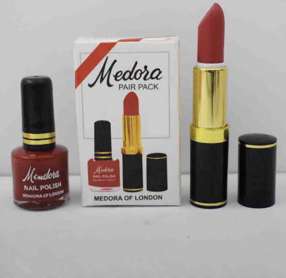 Medora 2 in 1 Lipstick & Nail Polish Combo Set – Red & Maroon Matching Shades Long Lasting Beauty Kit for Women