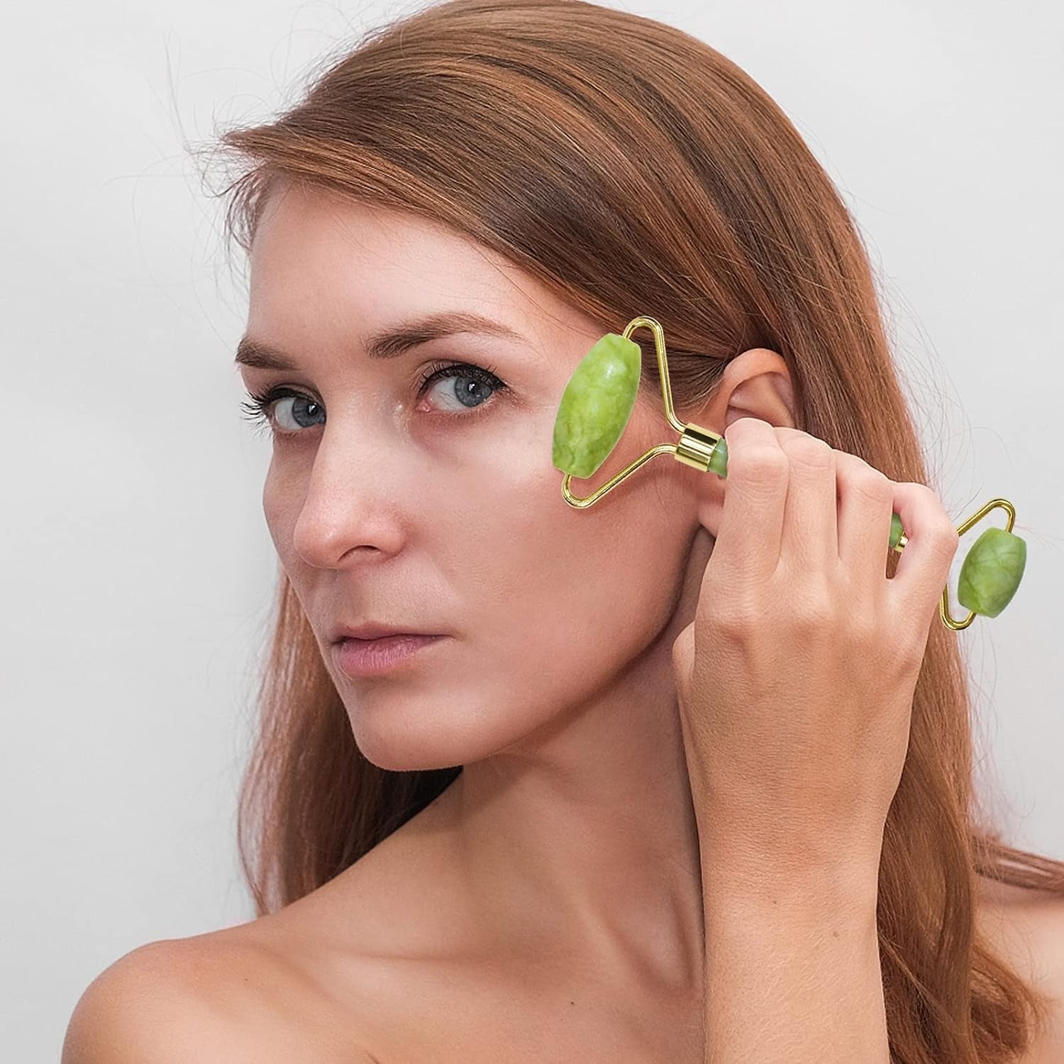 Jade Roller Facial Massager with Gua Sha Tool | Natural Skincare Set
