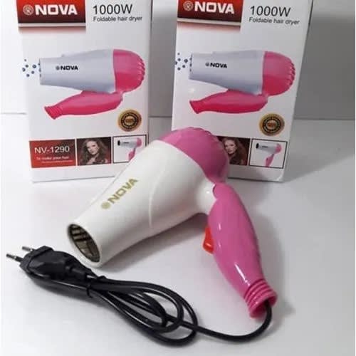 Nova Hair Dryer NV 1290 Quick Dry Foldable Hair Dryer | Fast Heat Compact Travel Hair Styling Dryer