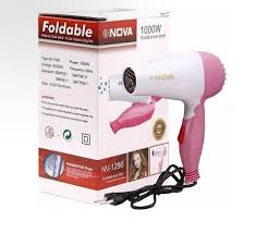 Nova Hair Dryer NV 1290 Quick Dry Foldable Hair Dryer | Fast Heat Compact Travel Hair Styling Dryer