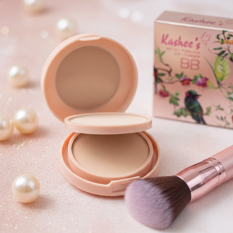 Kashees 2 In 1 Face Powder 110g | Dual Coverage Foundation & Setting Powder for Smooth Matte Finish | Oil Control Makeup Powder