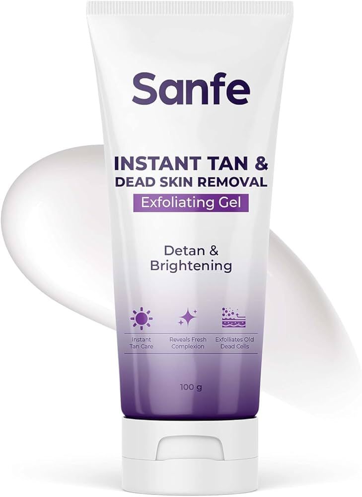 Sanfe Instant Tan & Dead Skin Removal Exfoliating Gel 100g – Detan Brightening Body Scrub for Smooth & Glowing Skin