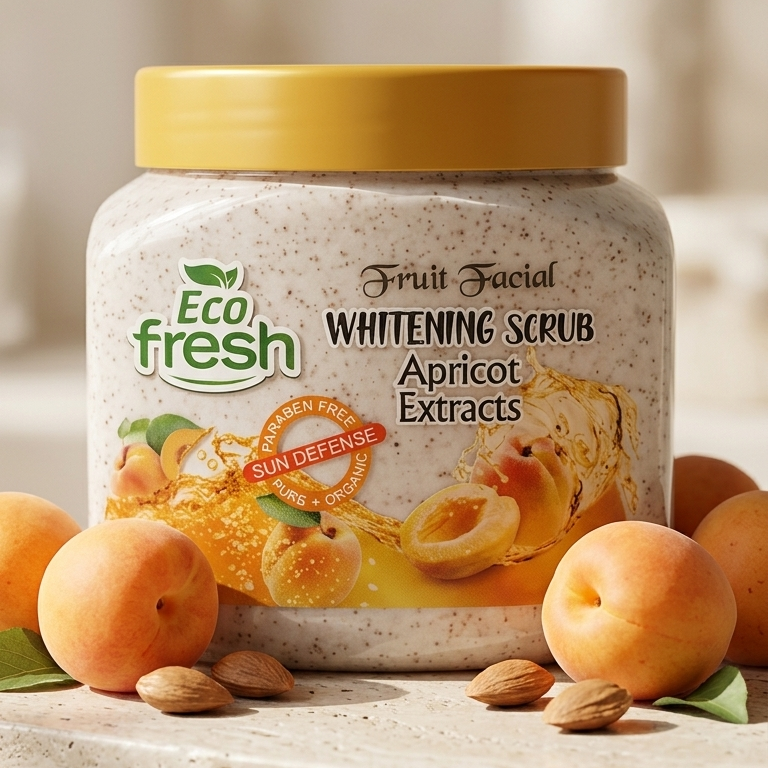 Eco Fresh Whitening Scrub 300ML Apricot Extract – Deep Cleansing Face & Body Exfoliating Scrub for Smooth & Glowing Skin