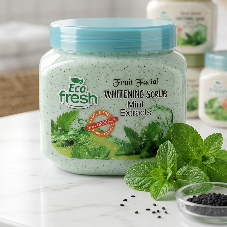 Eco Fresh Whitening Scrub 300ML Apricot Extract – Deep Cleansing Face & Body Exfoliating Scrub for Smooth & Glowing Skin