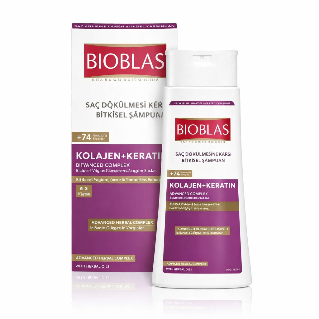 Bioblas Collagen + Keratin Hair Loss Herbal Shampoo 360ml | Anti Hair Fall Volumizing Shampoo | Original