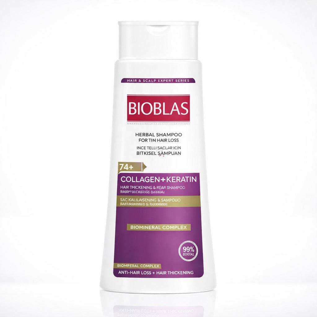 Bioblas Collagen + Keratin Hair Loss Herbal Shampoo 360ml | Anti Hair Fall Volumizing Shampoo | Original