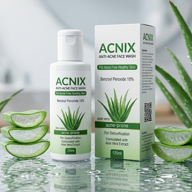 ACNIX Anti Acne Face Wash 120ml With Benzoyl Peroxide 10% & Aloe Vera | Deep Cleansing Acne Treatment