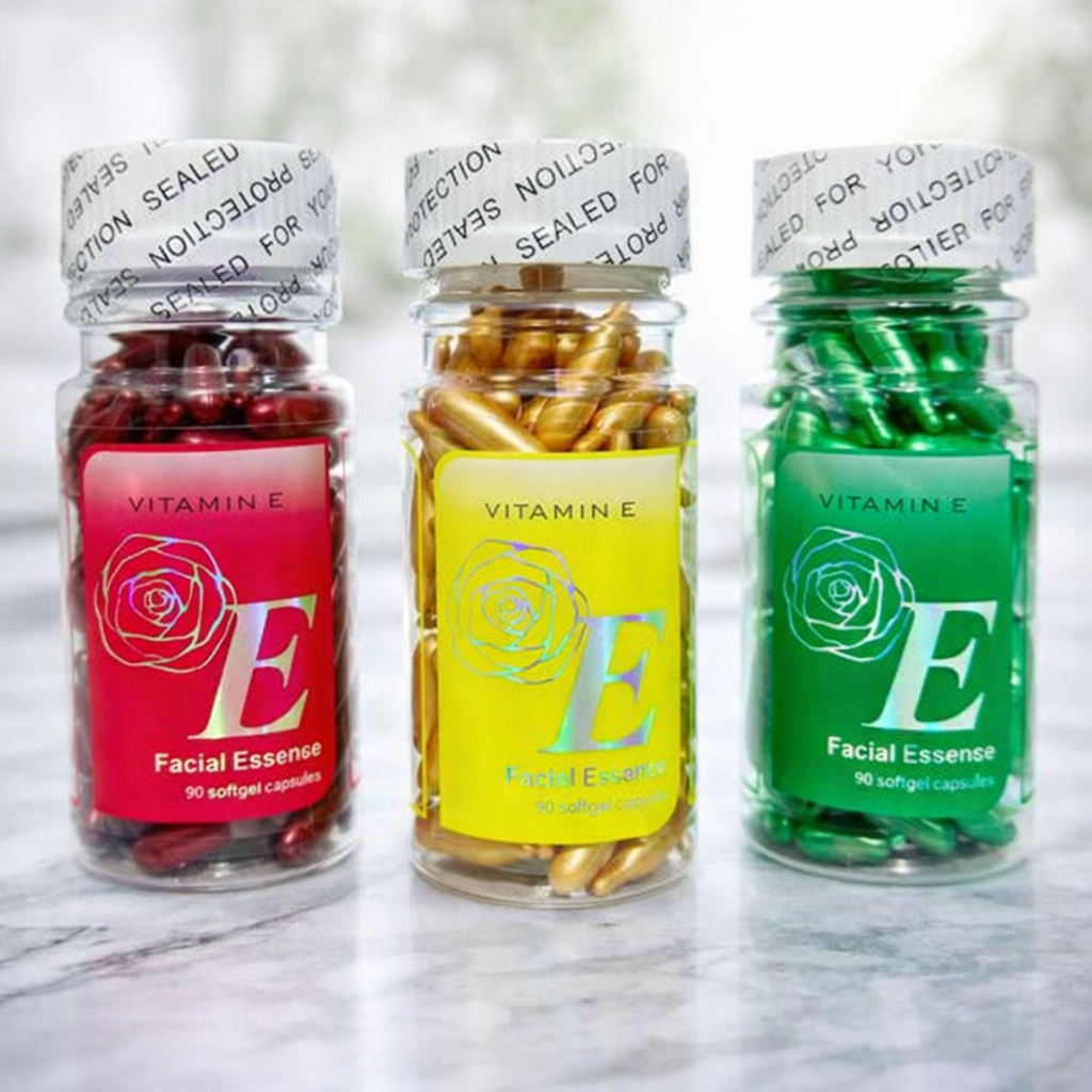 Vitamin E Facial Essence Softgel Capsules 90pcs | Hydrating Anti Aging Face Serum For Bright Glowing Skin