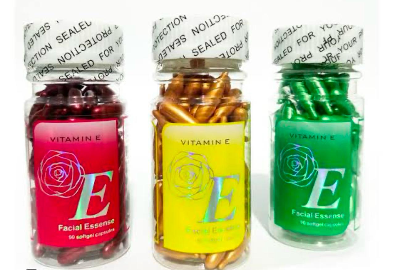 Vitamin E Facial Essence Softgel Capsules 90pcs | Hydrating Anti Aging Face Serum For Bright Glowing Skin