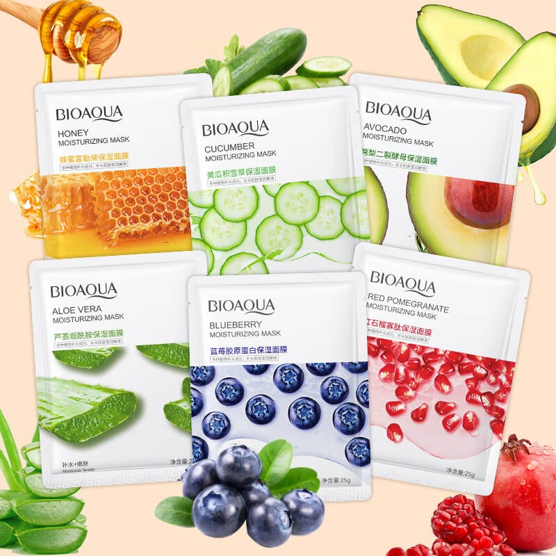 Whitening Face Sheet Mask Set of 6 Multicolor | Hydrating Brightening & Glow Sheet Masks | Random Flavor