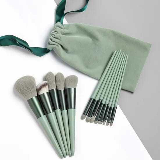 13 Piece Makeup Brush Set With Storage Pouch | Professional Soft Bristle Makeup Brushes For Foundation, Blending & Contouring