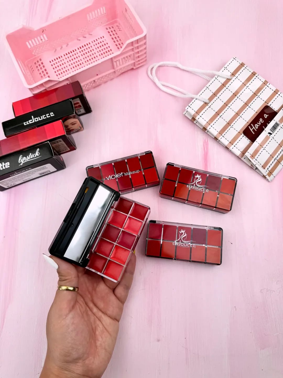 10 in 1 Lipstick & Blush Palette | Creamy Matte Multi Color Makeup Palette for Lips & Cheeks