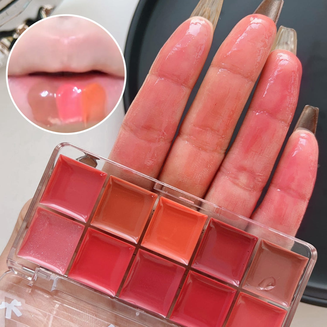 10 in 1 Lipstick & Blush Palette | Creamy Matte Multi Color Makeup Palette for Lips & Cheeks
