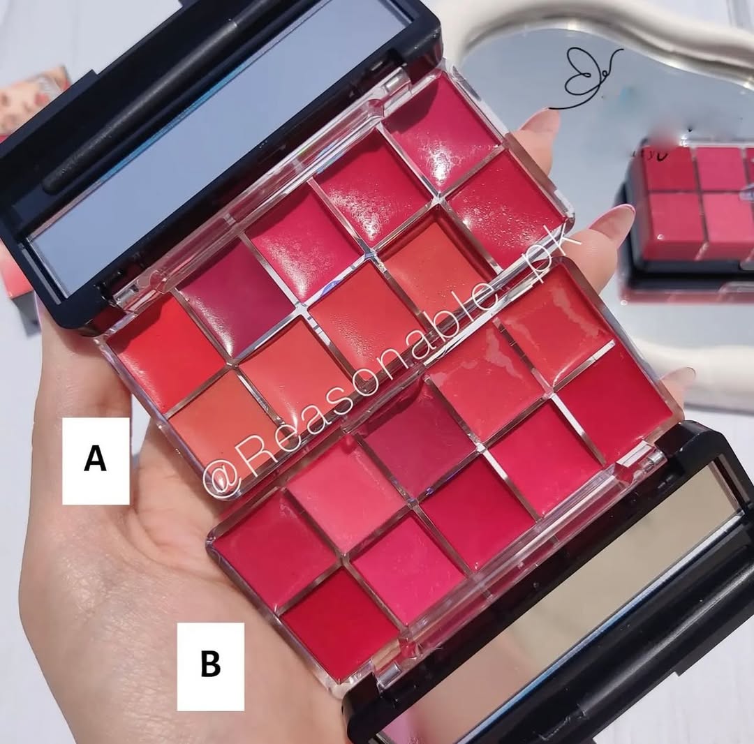 10 in 1 Lipstick & Blush Palette | Creamy Matte Multi Color Makeup Palette for Lips & Cheeks