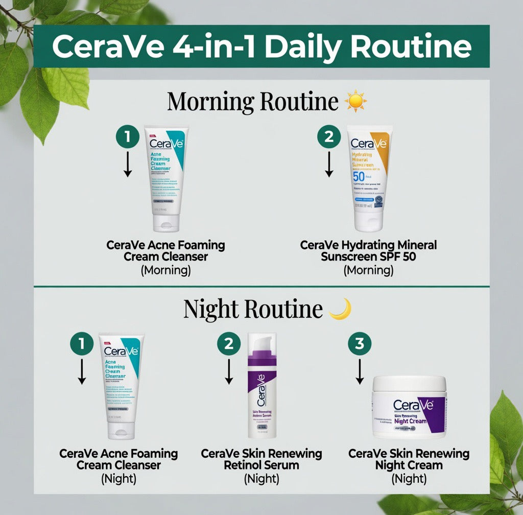 CeraVe Skincare Bundle – Complete Routine for Clear, Hydrated &amp; Radiant Skin 100% Original