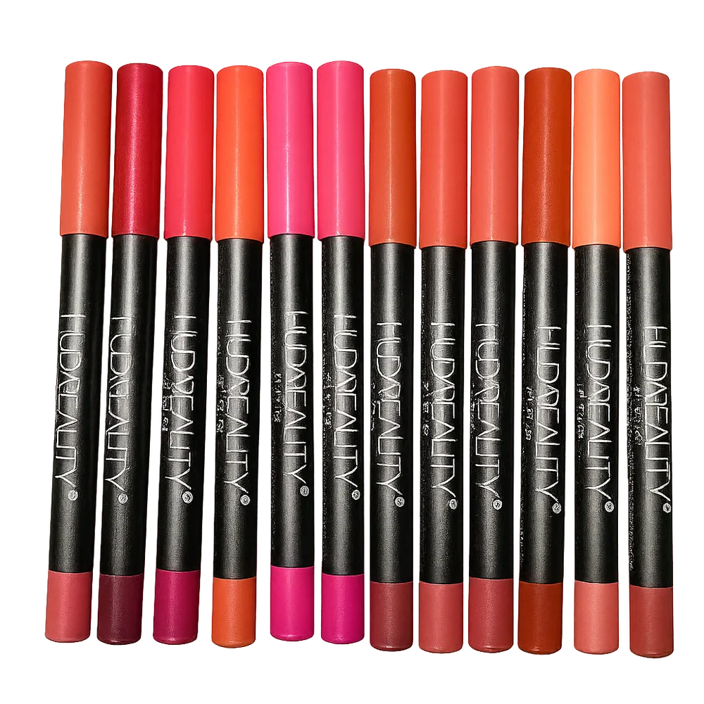 Huda Lip Pencil – 12 Pack | Perfectly Defined, Long-Lasting Lips